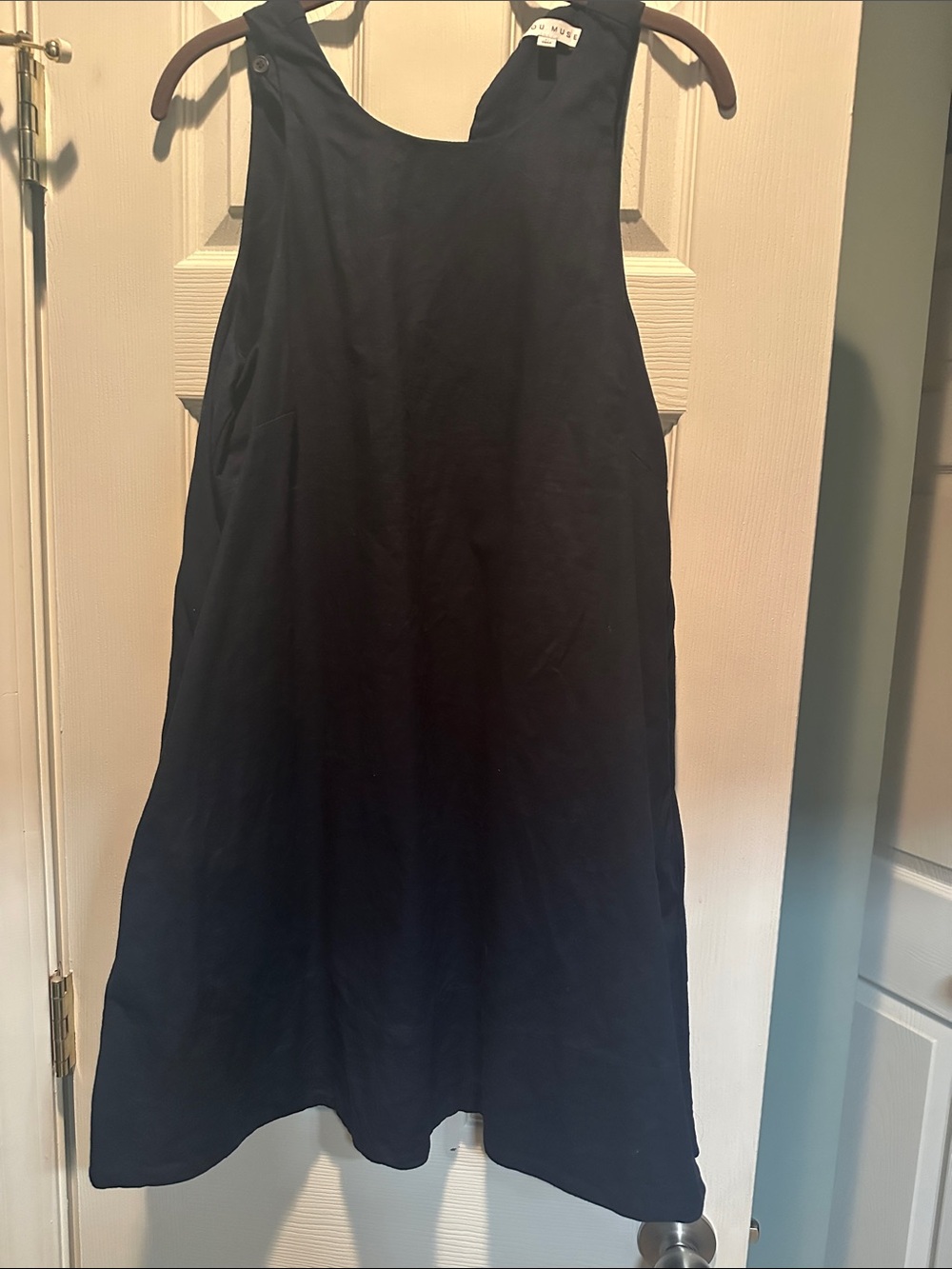 Navy Sleeveless A-Line Skirt